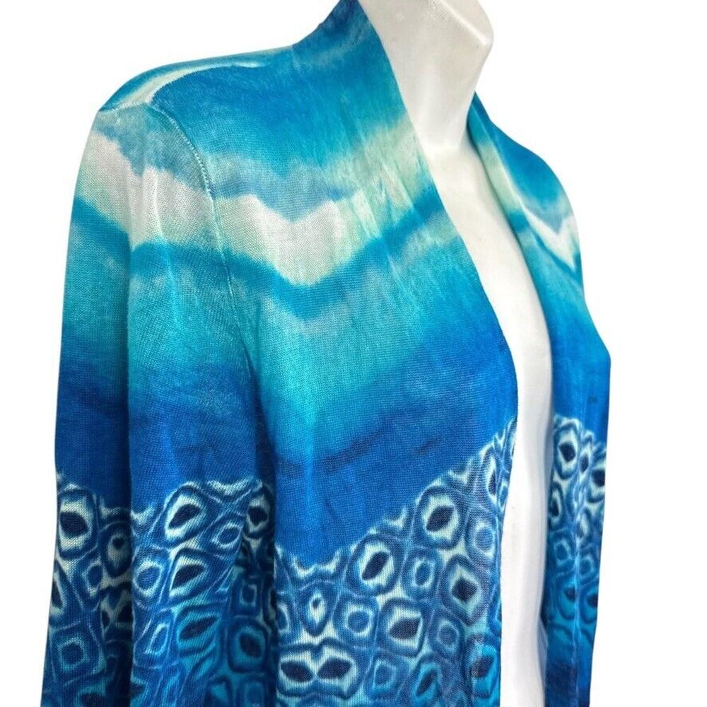 Chicos Womens Blue Longline Lightweight Open Cardigan Sweater Rayon Blend 0 / S - Picture 4 of 11